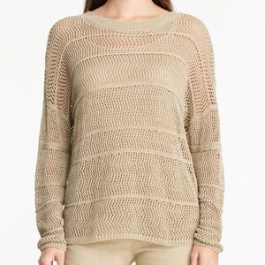 Sarah Pacini Linen Blend MESH SWEATER - LONG